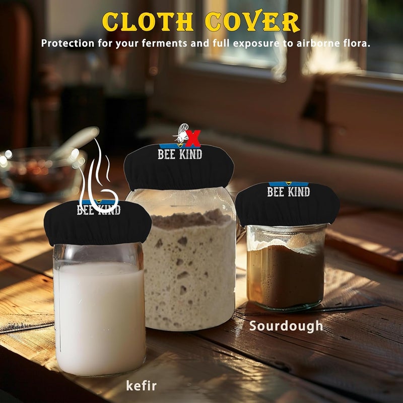 IGPPDO Anything Bee Kind Cloth Covers for Sourdough Starter Jars, Heat Preservation to Increase Fermentation for Bread Rising Sourdough Bread Proofing Cover（5 Pack） - Image 2
